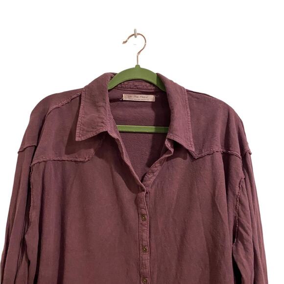 Free People Maroon Long Sleeve Button Down Sz M - Picture 2 of 12